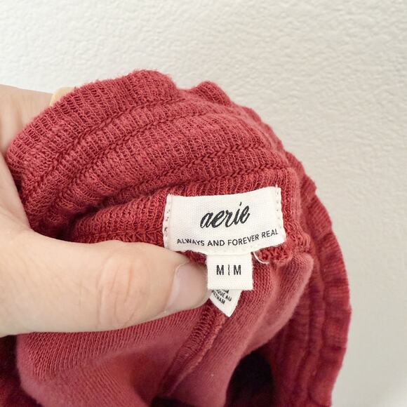 [Aerie] Red Endless Summer Shorts Summer Burgundy Lounge Sweatshorts Sz Medium M - Picture 10 of 12